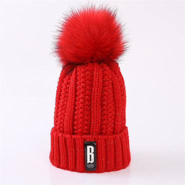 Hats Women Thick Warm Beanie Skullies Hat Female knit Letter