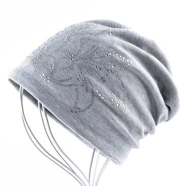 Hip-hop Cap Flower Rhinestone Hats For Women Beanies Balaclava