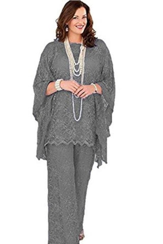 Long Sleeves Three Pieces Silver Gray  Dresses Formal madrinha