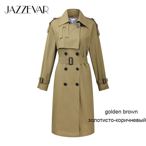 JAZZEVAR Top Trench Coat Women  Long Outerwear For Lady