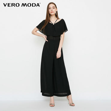 Vero Moda   Ruffled Edge Collar Cropped Wide-Leg Jumpsuit
