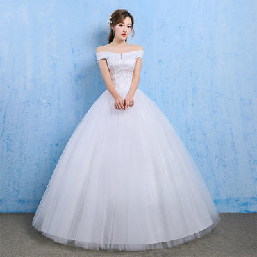 Crystal Wedding Dresses Ball Gown Off-Shoulder Lace Up Elegant