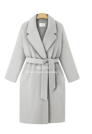 Large Size Women's Solid Color Tie Windbreaker Loose Coat