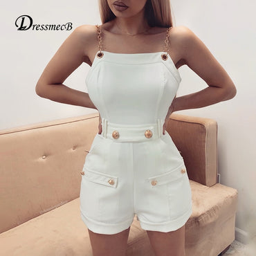 Wome Metal Spaghetti Strap  Summer Rompers Womens Jumpsuit