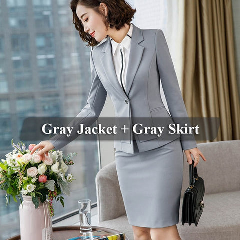 Lenshin 2 Piece Set with Phone Pocket for Women Formal Skirt Suit