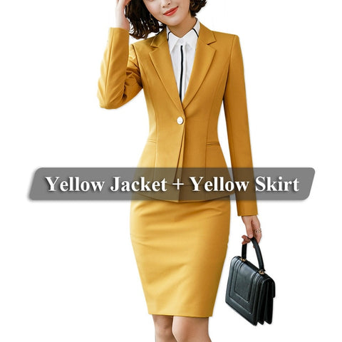 Lenshin 2 Piece Set with Phone Pocket for Women Formal Skirt Suit
