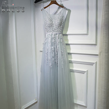 Lace Long Evening Dress Robe De Soiree In Stock   Tulle Appliques