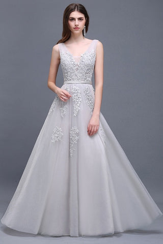 Lace Long Evening Dress Robe De Soiree In Stock   Tulle Appliques