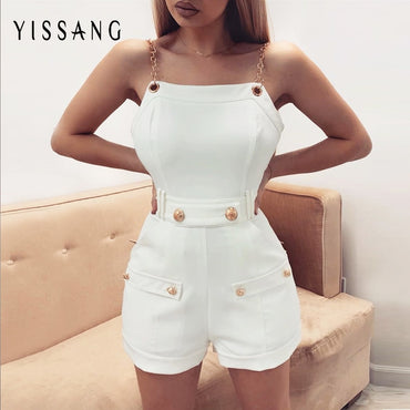 Back Zipper Playsuit Club Rompers Women Jumpsuit Short