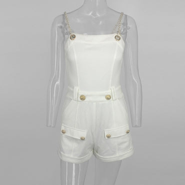 Back Zipper Playsuit Club Rompers Women Jumpsuit Short