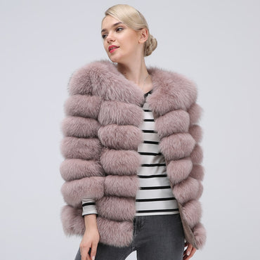 Natural  100% Real Fox Fur  Genuine Leather Keep Warm Fashion