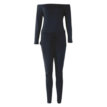 Irregular Jumpsuit Long Sleeve Off Shoulder Bodycon Jumpsuit