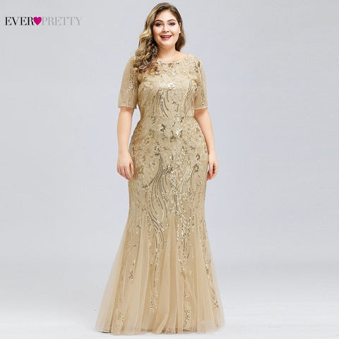 ArabicMermaid Evening Dresses Long Ever Pretty Elegant O Neck