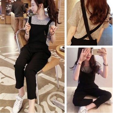 Jumpsuit Strap Harem Trousers Women Casual Loose Linen Pants