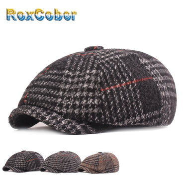 Hats Warm Wool Thicken Newsboy Caps Vintage Octagonal Hat