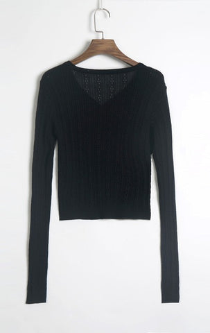 Knit Cardigan Draw-string Cardigan Women Neck Crop Cardigan