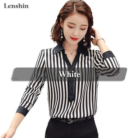Formal Women Long sleeve Work  Turn-down Collar Slim Tops