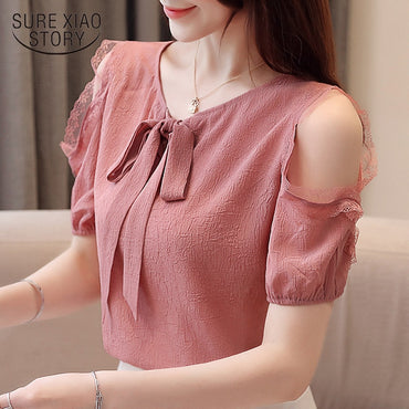 Womes Clothing Short Sleeve Chiffon Blouse Women Shirts Summer