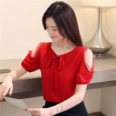 Womes Clothing Short Sleeve Chiffon Blouse Women Shirts Summer