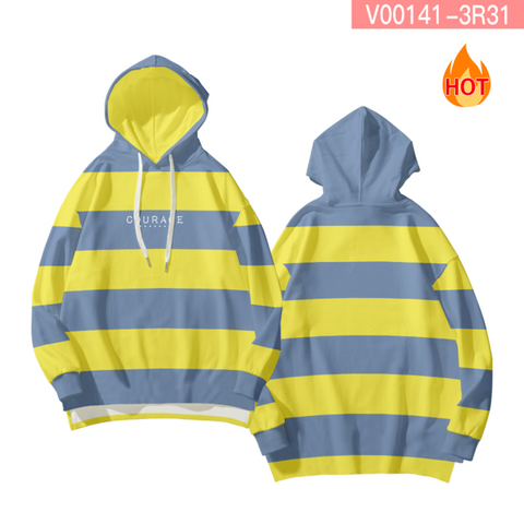 WAMNI Brand Striped Front Short Back Hoodies  Warm Hooded