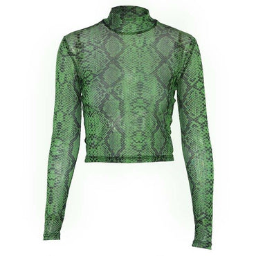 Autumn New Style Screen Snake Skin Printed Sleeve Shirt