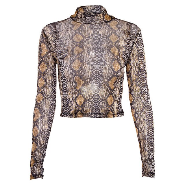 Autumn New Style Screen Snake Skin Printed Sleeve Shirt