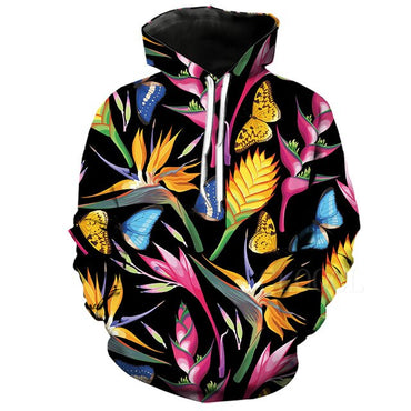 3D Abstract Flower Printed  Sleeve Harajuku Sweatshirts  Hoodies