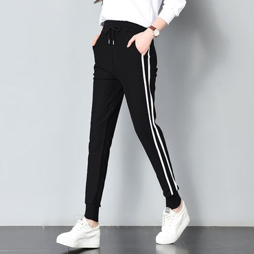Sweatpants Casual  Pants Loose Trousers For Women Black Striped