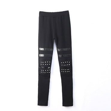 XITAO Rivet Sheath  Black Leggings  Ankle Length Leggings