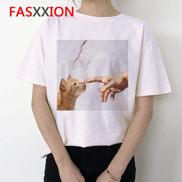 Graphic tshirt print female short sleeve Casual t-shirt Michelangel