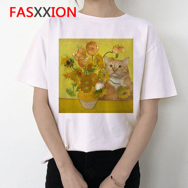Graphic tshirt print female short sleeve Casual t-shirt Michelangel