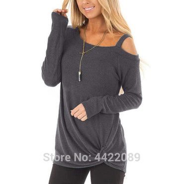 Collar Slim Long Sleeve Tee Shirt Solid Color Women Streetwear