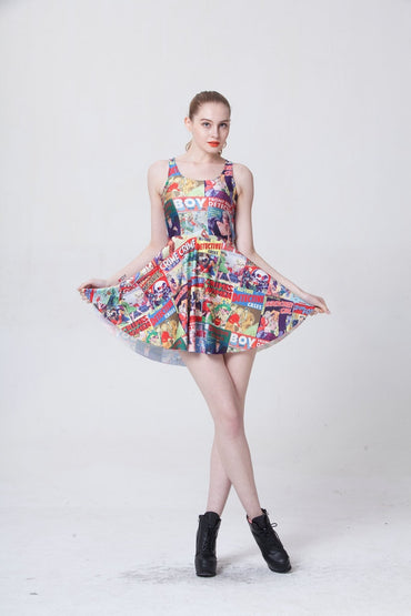 NOUVEAU Impressions Sans Manches Patineur Robe Plus Taille