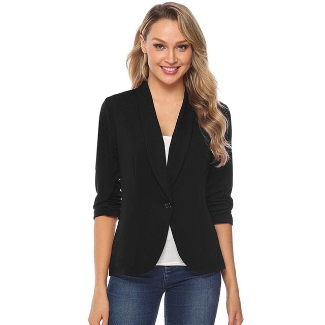 Elegant Solid Color Slim Jacket Suit 2019 New Fashion Long