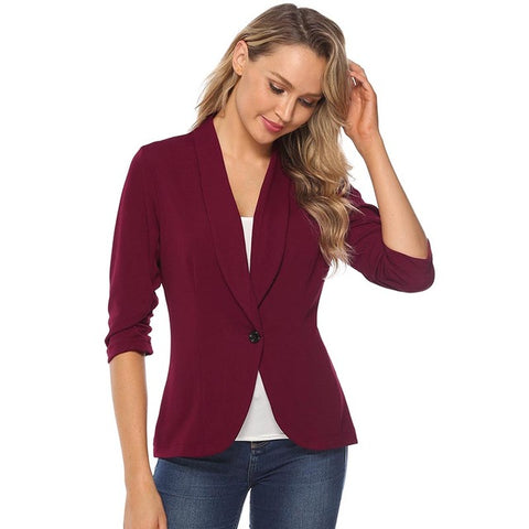 Elegant Solid Color Slim Jacket Suit 2019 New Fashion Long