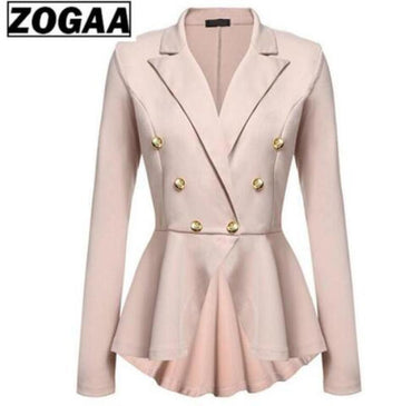 ZOGAA Blazer Coats  V-Neck Slim Solid  Elegant Female Button