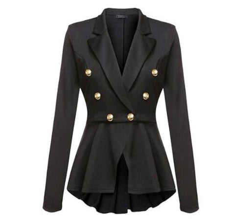 ZOGAA Blazer Coats  V-Neck Slim Solid  Elegant Female Button