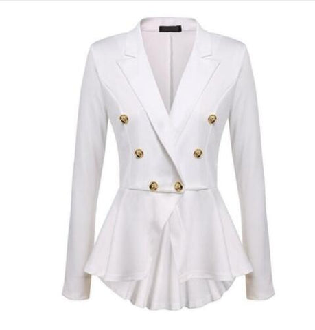 ZOGAA Blazer Coats  V-Neck Slim Solid  Elegant Female Button