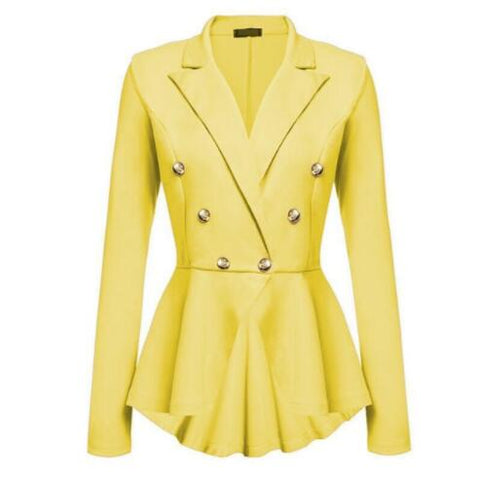 ZOGAA Blazer Coats  V-Neck Slim Solid  Elegant Female Button