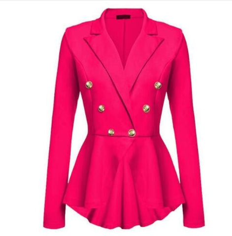 ZOGAA Blazer Coats  V-Neck Slim Solid  Elegant Female Button