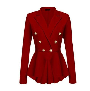ZOGAA Blazer Coats  V-Neck Slim Solid  Elegant Female Button