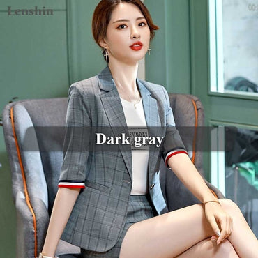 Female Casual Style Coat Half Sleeve Blazer Contrast Sleeve Tops