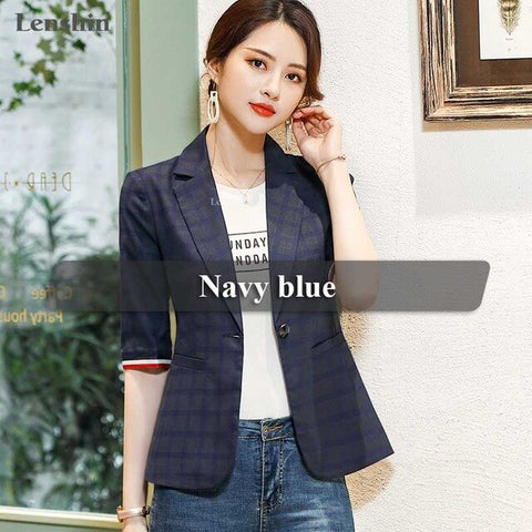 Female Casual Style Coat Half Sleeve Blazer Contrast Sleeve Tops