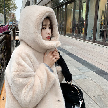 fur coat thickening warm fur coat large size women's  overcoat