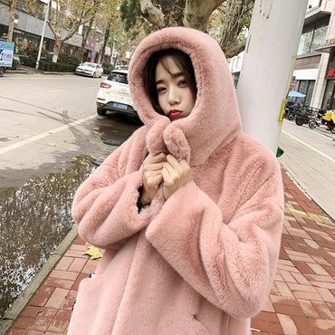 fur coat thickening warm fur coat large size women's  overcoat