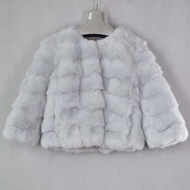Real Rabbit Fur Jacket  Warm Real Natural Rabbit Fur Overcoat