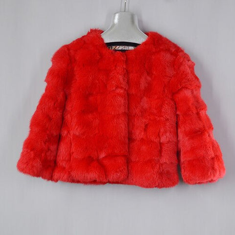 Real Rabbit Fur Jacket  Warm Real Natural Rabbit Fur Overcoat