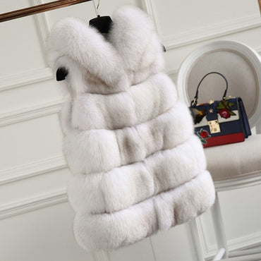 FURSARCAR Fashion New Real Fur Vest Women Winter Thick Warm