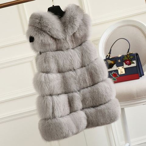 FURSARCAR Fashion New Real Fur Vest Women Winter Thick Warm
