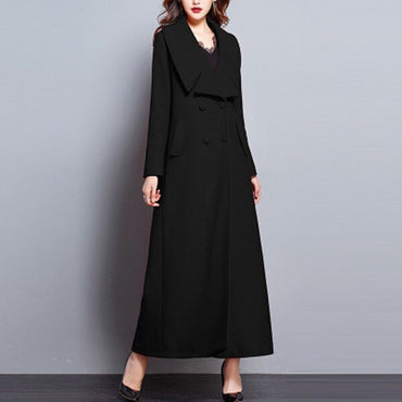 Large Size Wool Coat Straight Thick Long Wool Coat Female